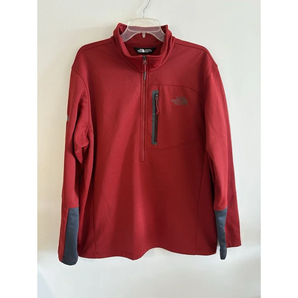 The North Face Men's pullover jacket red half zip up with pocket size XL